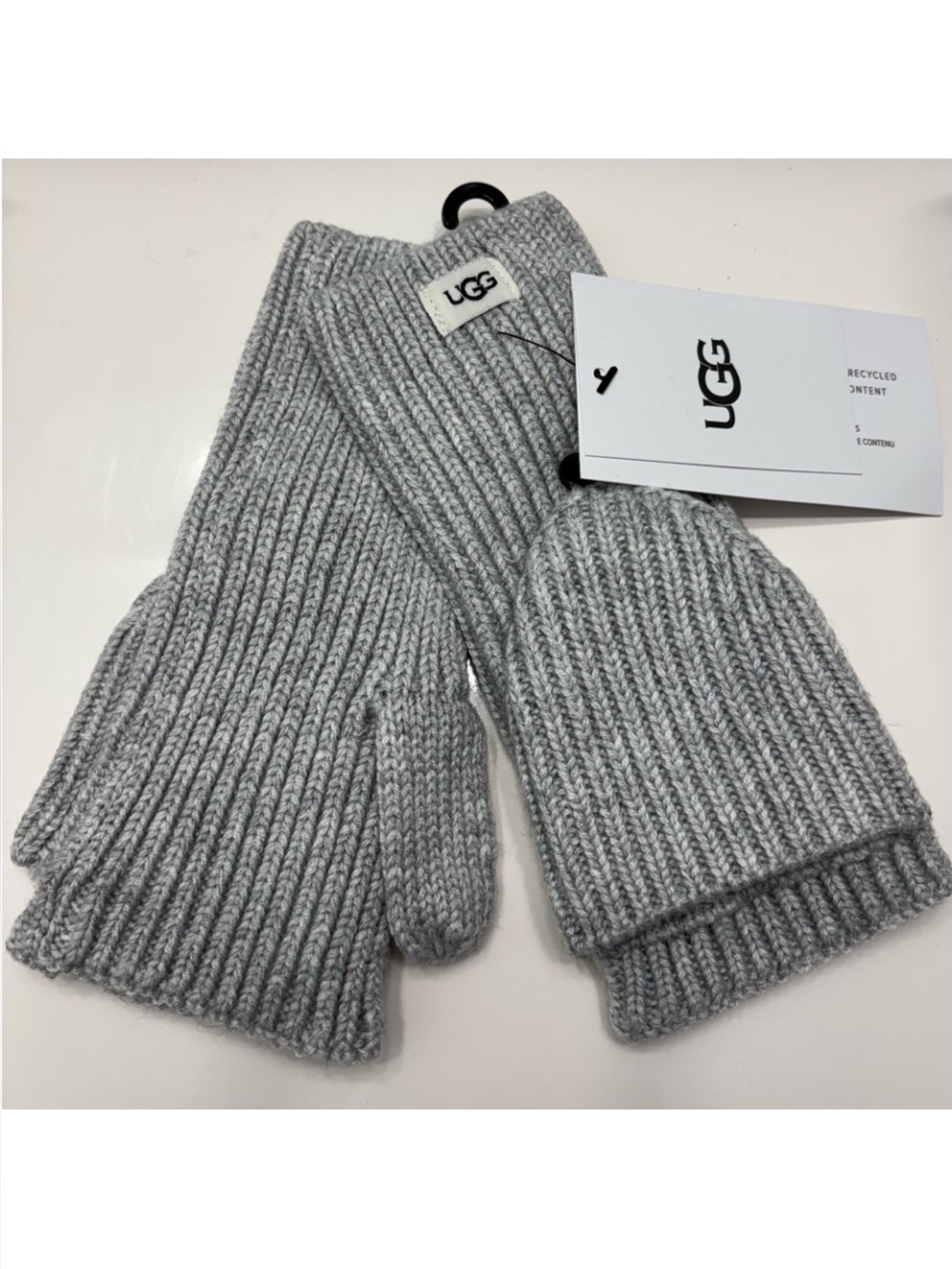 UGG Knit Convertible Mittens in gray.